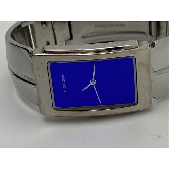 VNT Android OKO Designs Blue Face Wristwatch 1999 Stainless Steel Band USA Made - Picture 16 of 16